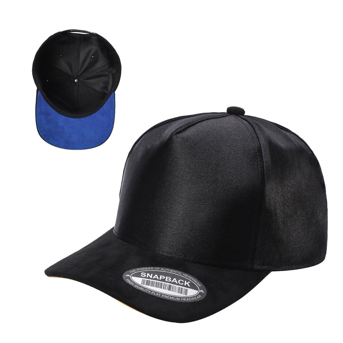 Unbranded Satin Snapback with Suede Bill