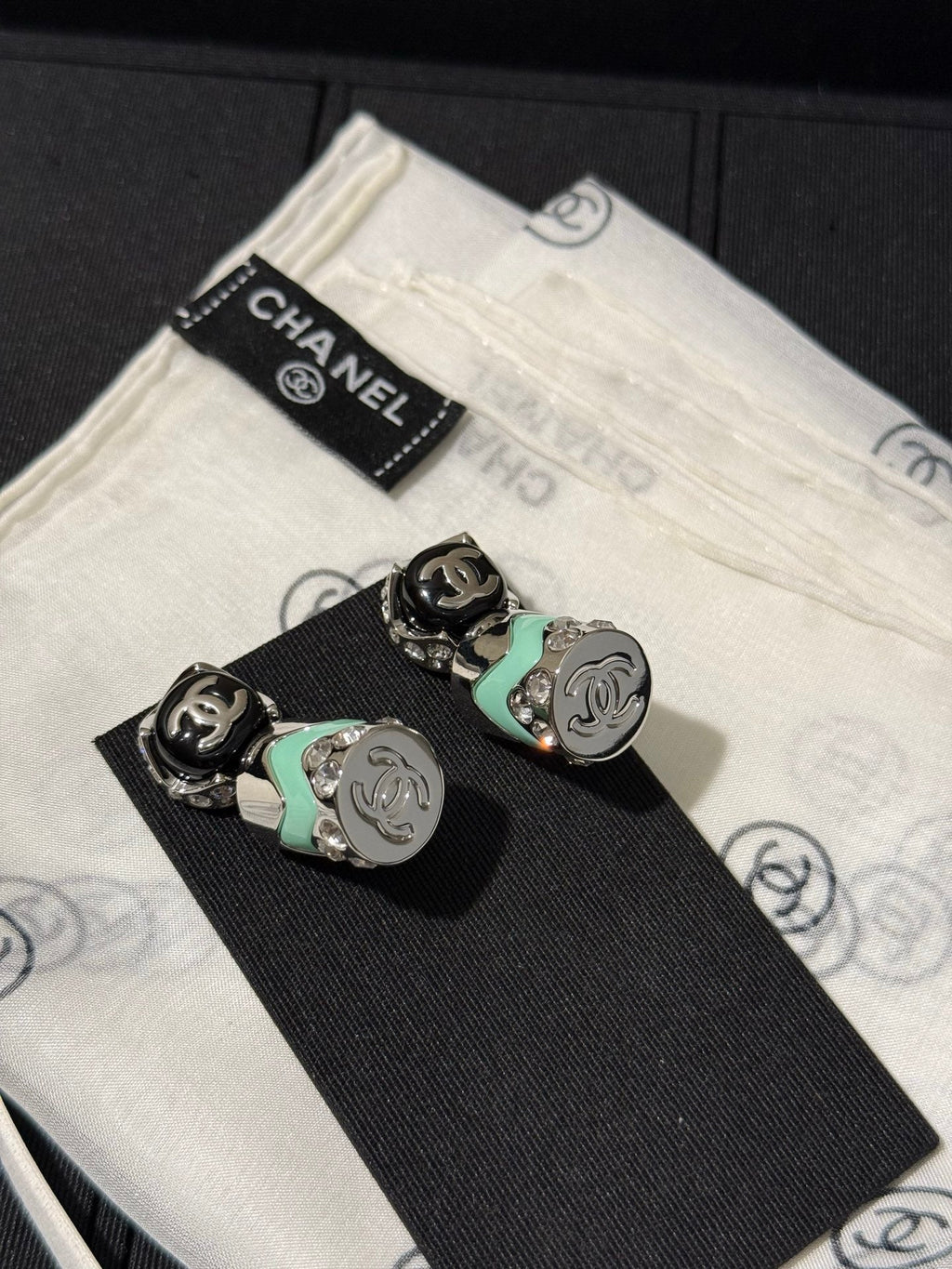 Chanel 2026 Enamel Button Double C Earrings