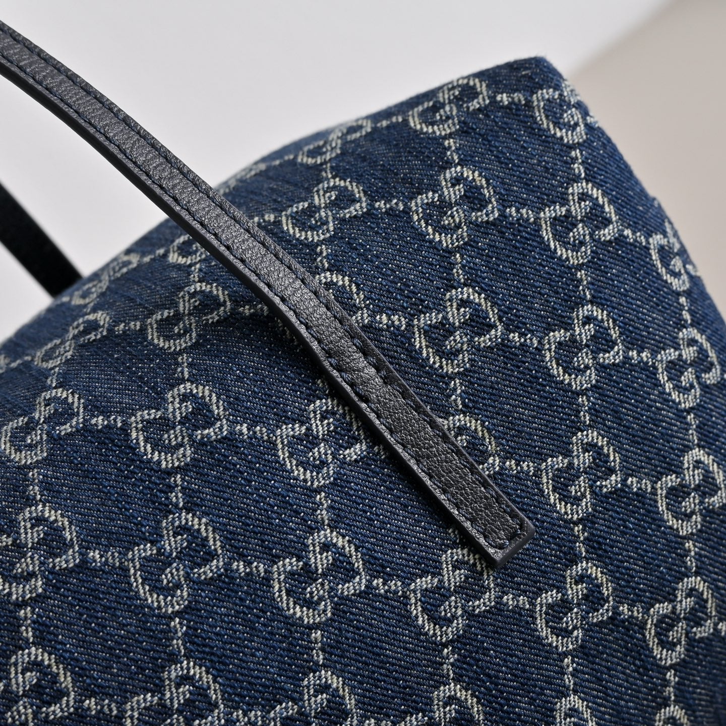 GUCCI GG Melrose Blue Denim Boston Bag
