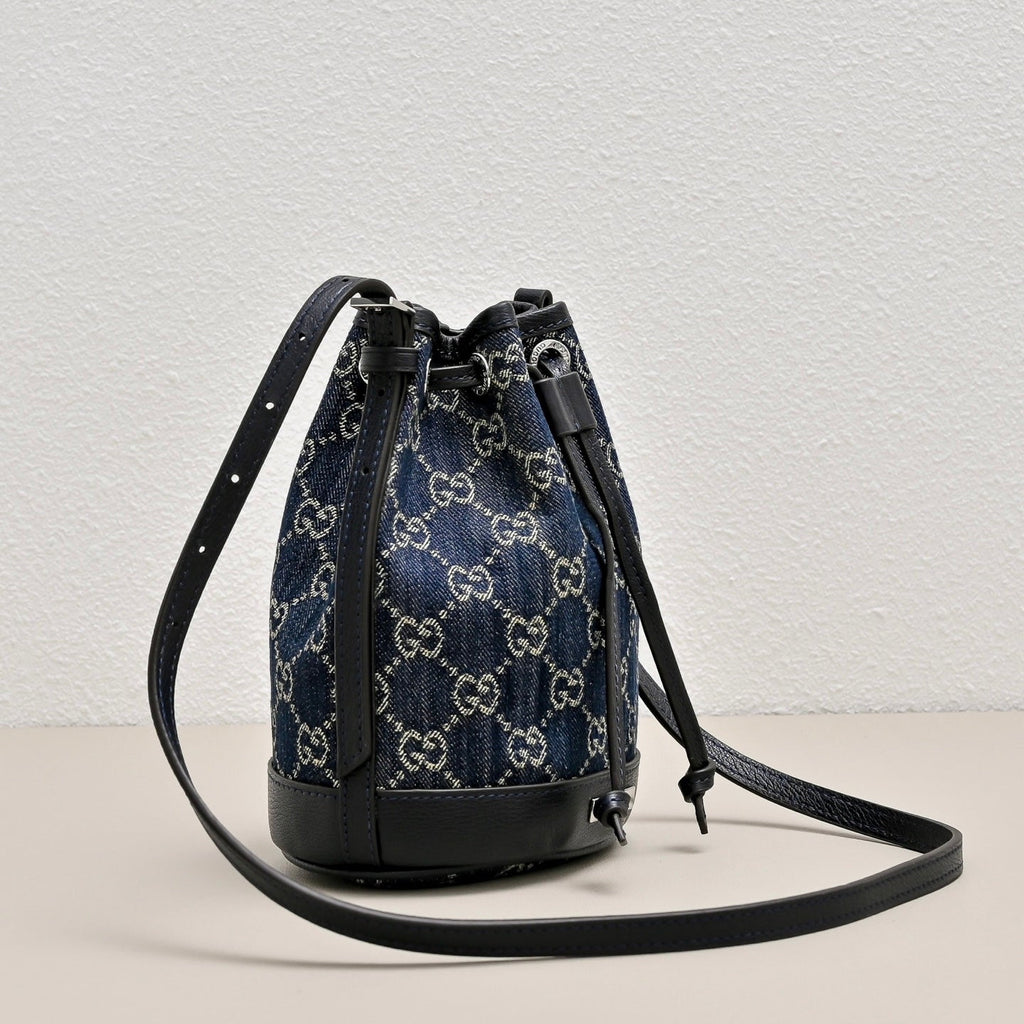GUCCI Generation GG Denim Bucket Bag